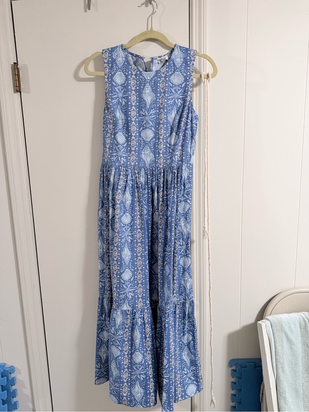 J. Crew Periwinkle Blue & White Seashell Print Sundress